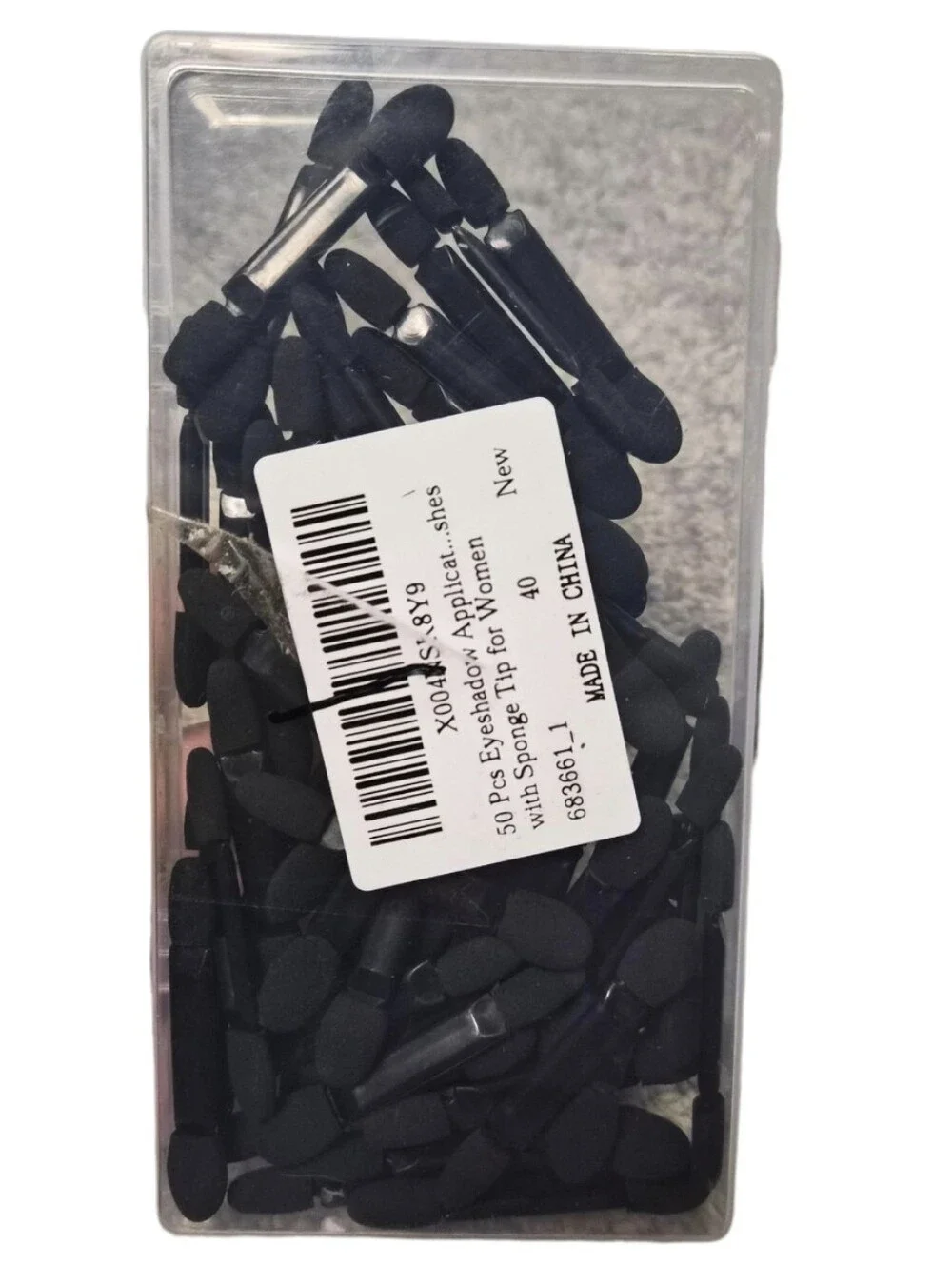 50 Pc Black Eyeshadow Applicator Sponge Tip Makeup Brushes